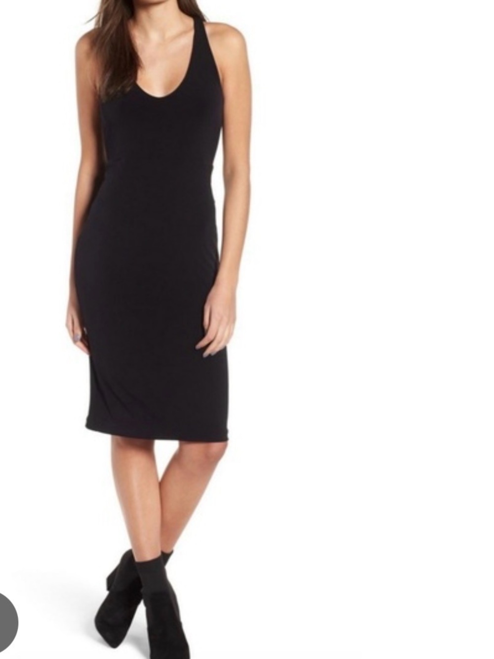 Leith for Nordstrom Black Racerback Tank Dress - Minimalist Cool Girl Style